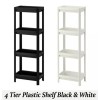 IKEA 4 Tier Plastic Shelving Unit White Black Kitchen Bathroom