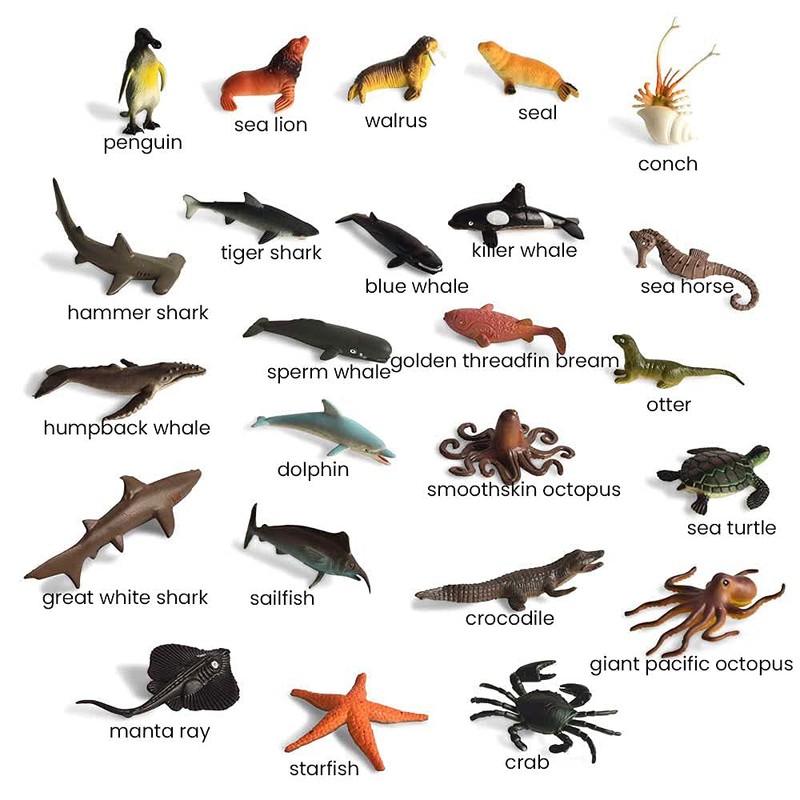 BOHS Assorted Sea Animals Ocean Marine Life Creatures Toy Figures