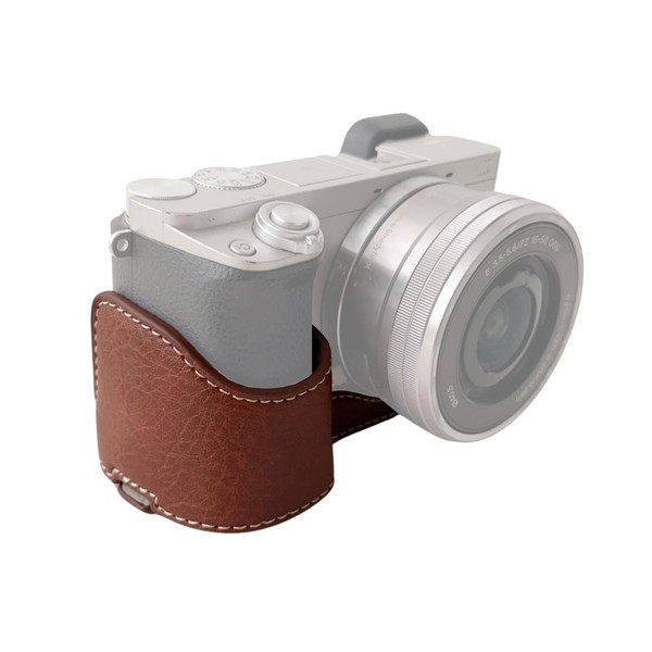Tasche für A6400/A6300/A6100/A6000 Digitalkamera, Kratzfeste Kunstleder-Schutzhülle, Leder-Kameratasche für A6400/A6300/A6100/A6000 (Kaffee)
