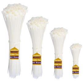 Cable Ties White 400 Pack of Clear Zip Ties Nylon Plastic Tie Wraps Self-Locking Small Cable Ties for Home,Office, Garden, Workshop,Industrial in Size 100mm,150mm,200mm,300mm