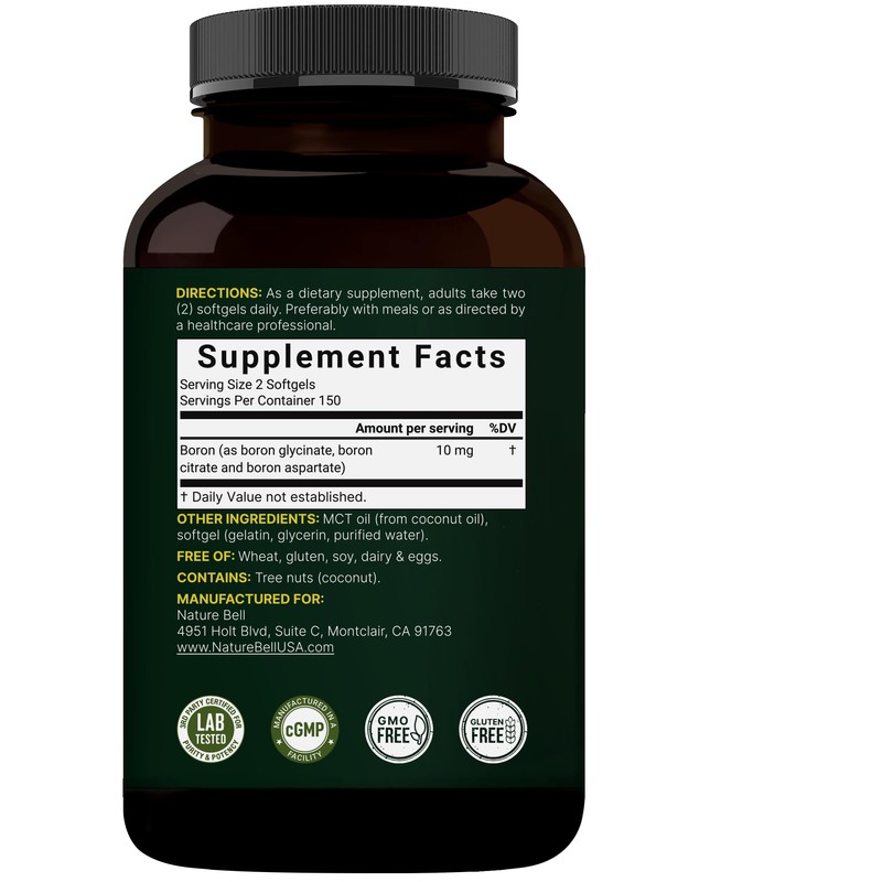 Boron 10mg, 300 Softgels with MCT Oil | High Absorption