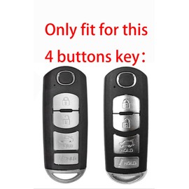 DAFATWJ Silicone Rubber Key Fob Cover Compatible with 2009-2019 Mazda 3 6 CX-7 CX-9 CX-5 MX-5 （4 Buttons） (Rubber, black+black with red)