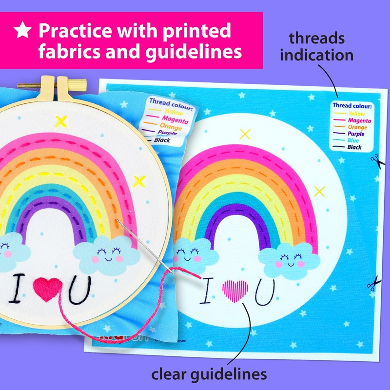 KRAFUN My First Embroidery Kit for Beginners Kids and Teenagers