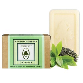 Olivia Care Green Tea Bar Soap - Organic, Vegan & Natural | Pure Olive Oil | Moisturizes & Deep Cleans | Good for Sensitive Dry Skin | Made in USA