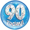 OAKTREE UK 633599 6" Jumbo Badge 90 Today Blue Holographic
