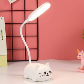 Lámpara de escritorio LED para niños, lámpara de escritorio para niños, lámpara de protección ocular para estudiantes, recargable por USB, lámpara de juguete para regalo, dormitorio pequeño (blanco)