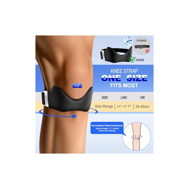 Silicone Patellar Tendon Support Strap, Adjustable Non-Slip Patella Band Stabilizer