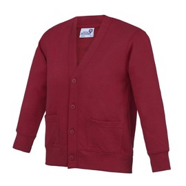 AWDis Academy Childrens/Kids Button Up School Cardigan (7-8 Years) (Burgundy)