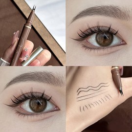 Double-Tip Lower Eyelash Pen,Balck Lower Lash Pen Double Tip Lower Eyelash Pencil,Multipurpose Eyelash Mascara,Clump-Free,Long Lasting, Waterproof & Smudge-Proof,Precise Natural Liquid Eyeliner