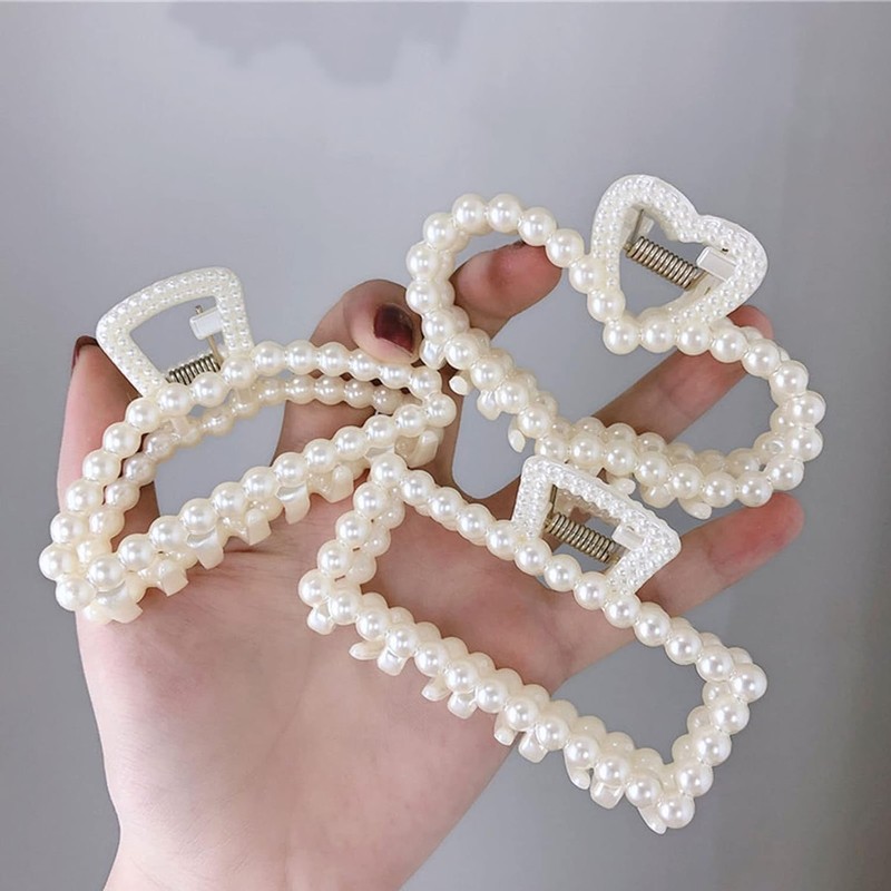 Large Pearl Hair Claw Clip, Pearl Hair Claw Clips Neutral