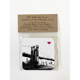 New York City Brooklyn NYC Lover's Assorted set of 8 Reusable Paper Coasters