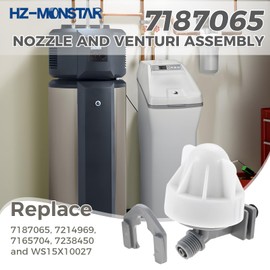 HZ-MONSTAR Water Softener Nozzle and Venturi Assembly 7187065 Compatible with GE, Kenmore, Morton, Whirlpool, NorthStar and Rheem, Replace 7187065 7214969 7165704 7238450 WS15X10027