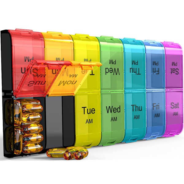 Extra Large Pill Organizer 2 Times a Day, Weekly XL