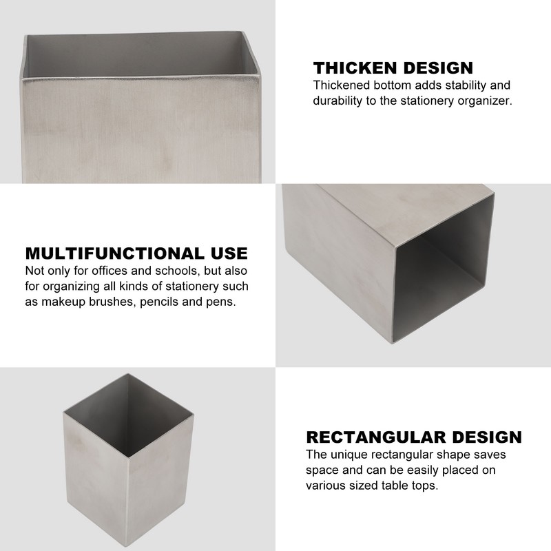 Pencil Cup 304 Stainless Steel Pencil Holder Thicken Durable Rectangular