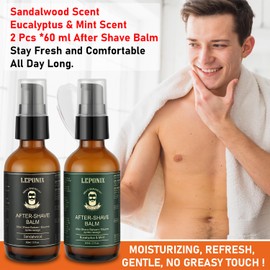 LEPONIX After Shave Balm for Men, Luxury After Shave Lotion for Mens Skin Care with Eucalyptus & Mint/Sandalwood - Cooling, Hydrating and Razor Bump Relief, Post Shave Balm Perfection for Soothe Skin