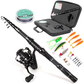 Yuzhiyuan Fishing Rod Reel Combo with Telescopic Fishing Pole Spinning Reel Carrier Bag for Travel Saltwater Freshwater Fishing (6.8 ft)