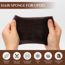 YGQQOY Hair Sponge for Updo,Hair Filler, Hair Donuts for Updos,Volume Hair Bumps Tool, Hair Padding,Dark Brown