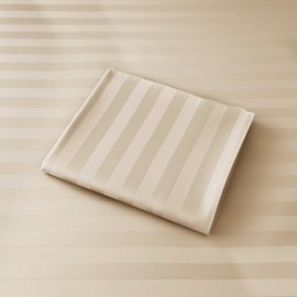 Cotton Flat Sheets Only, 600 TC 100% Cotton Flat Sheet Top Sheet Only, Queen Flat Sheet Only 1Pcs, Cool, Breathable, Wrinkle (Striped-Beige Queen 1pcs)