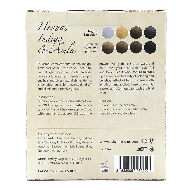 Henna, Indigo & Amla Powder - Light Brown Hair Dye