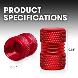 DNA MOTORING Car Tire Valve Stem Caps, Dual Grip Meshed Style Anodized Aluminum Universal Stem Covers Set for Cars Trucks Bikes, 4 pcs/Pack, Red, VCAP-RT-024-RD