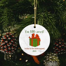 Expecting Baby Christmas Ornaments, Our Little Present is Due to be Unwrapped Ornament 2025, Pregnancy Announcement Ornament for Mom Dad, New Baby Birth Ornaments, Expecting Parents Keepsakes (02)