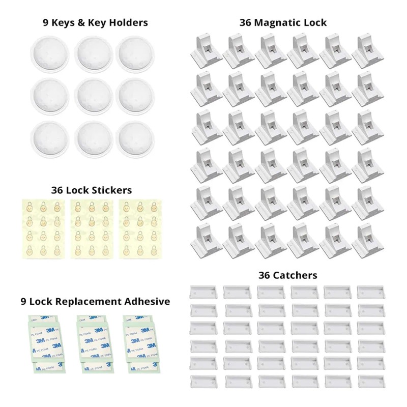 Pack De 36 Cerraduras Magnéticas Para Gabinetes De Bebés Par
