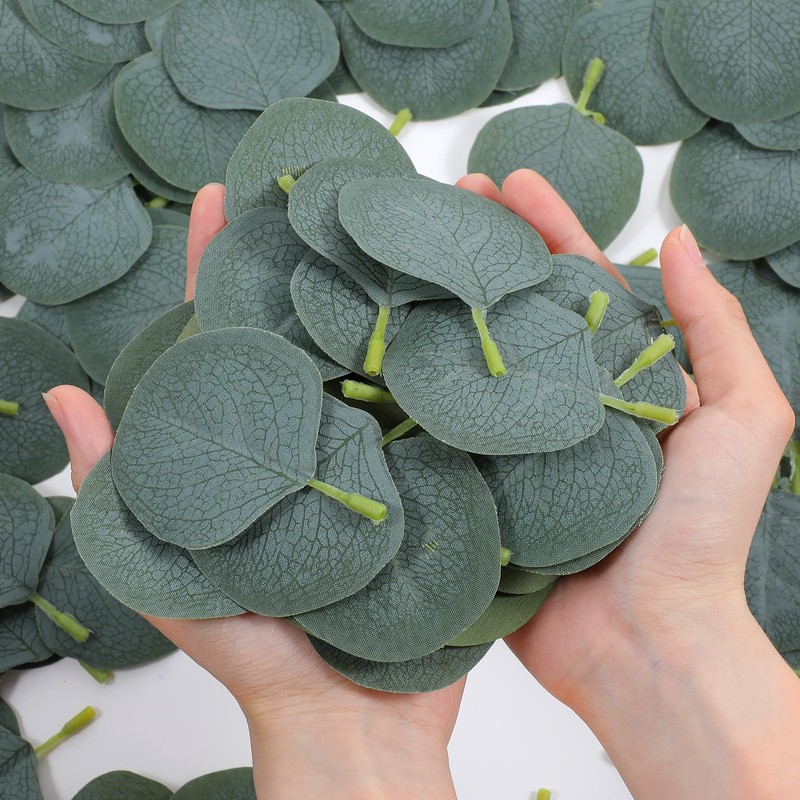 CIATBYYJ 300Pcs Eucalyptus Stems Artificial Eucalyptus Leaves Faux Eucalyptus Stems