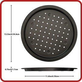 Muulaii 2 Pack Nonstick Carbon Steel Pizza Pan with Holes and Molded Feet, Round Pizza Baking Pans Pizza Tray for Oven Restaurants and Homemade Oven Baking Supplies- 14 Inch