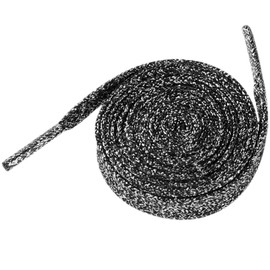 Elerevyo 1 Pair Glitter Shiny Metallic Flat Shoelaces, Colorful Sequin Sparkling Shoestrings Laces for Sneakers Black Silver 100cm/39.37"