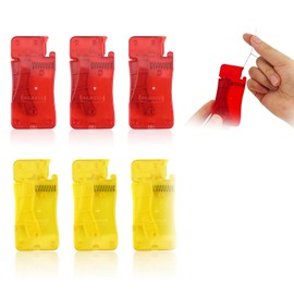 NVGVUP Pack of 6 Automatic Needle Threader, Plastic Threading Aid with Sewing Needles, Quick Threading Aid for Sewing Needles, Red Yellow, Sewing Accessories for Hand Sewing and DIY Embroidery