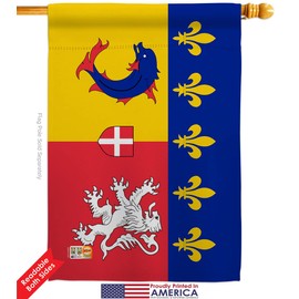 Rhône Alpes Garden House Flags Kit Regional France Regions French Republic Western Europe Country Particular Area Small Decorative Gift Yard Banner Double-Sided Made In USA 28 X 40
