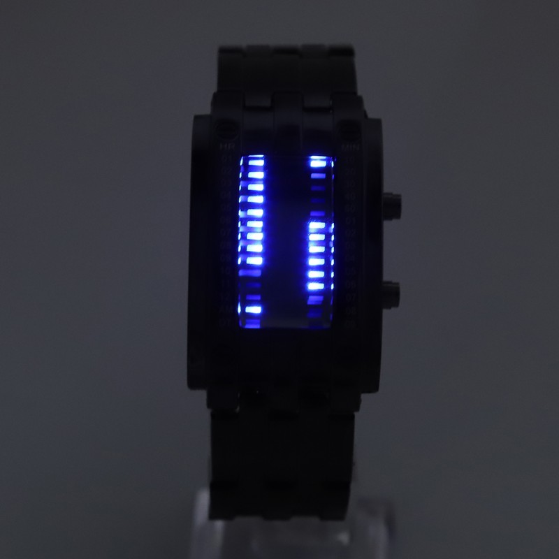 LED Watch Unique Binary Time Mode Display Convex Arc Structure