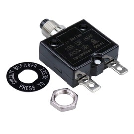 RKURCK 125-250V AC 50V DC Push Button Circuit Breaker 18 Amp Thermal Overload Protector L1 Series Manual Reset Thermal Circuit Breaker (18A)