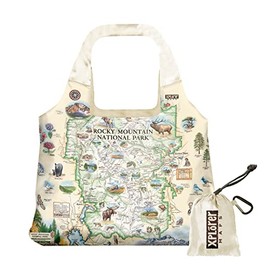 Xplorer Maps Rocky Mountain National Park Map Pouch Tote with Handles - Grocery Shopping Bag - Reusable & Eco-friendly - Foldable Nylon - Heavy Duty Fits in Pocket - 18x25