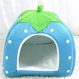 Pet Beds Strawberry Cat Bed House Kennel Nest Sleeping Bag Puppy Dog Pet Sofa Cushion Cushion Cat Pet Supplies (Color  Black, Size  Medium) (Blue X)  