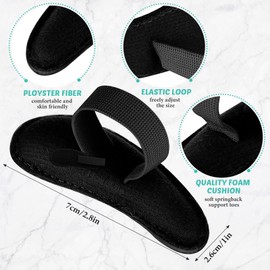 Woanger 8 Pcs Hammer Toe Crest Cushion Soft Straightener Buttress Pads Splint Reduces Pressure from Calluses and Hammer Toes, Medium, Right, Left(Single Hole,Black)