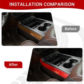 PDKLIN for Silverado Center Console Gear Shift Side Panel Trim Cover for Chevy Silverado GMC Sierra 2014-2018 Red Interior Accessories 2pcs