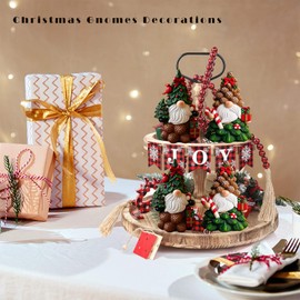 JialanGulong Christmas Gnomes Decorations | Set of 2 Resin Christmas Gnomes Figurines | Tomte Swedish Holiday Gnome Figurines Scandinavian for indoor Tabletop Decor | table centerpieces Window Sill Gifts 4.2in