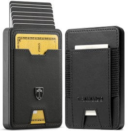 TRAVANDO SWYPE Aluminium Slim Wallet - Men's Carbon Wallet Small with RFID Protection - Small Mini Wallet Men with Money Clip - Card Case with Money Clip, black, Money compartment
