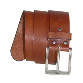 Harrys-Collection Women's and Men's Denim Belt Full-Grain Cowhide Leather Antique Silver Buckle - brown, size: 95