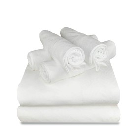 Victoria Valenti Embossed Sheet Set with 4 Pillow Cases, Double Brushed and Ultra Soft with Deep Pockets for Extra Deep Mattress, Microfiber, Queen White