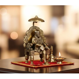 eSplanade - 6" Premium Brass Statue/Idol Shirdi Sai Baba with Chair and Chatra Showpiece/Decorative Brass Item/Home Décor/Office Decorative Items.
