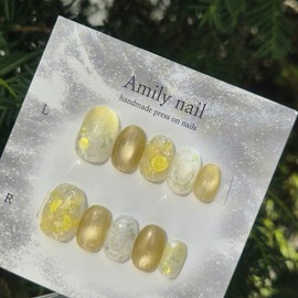  Lemon [Handmade Nail Tip] Emily Nail - Almond /  레몬 [수제네일팁] 에밀리네일 - 아몬드