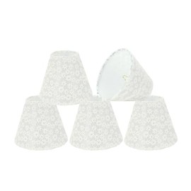 Aspen Creative 32113-9A Small Hardback Empire Shape Chandelier Clip-On Lamp Shade Set (9 Pack), Transitional Design in White, 6" bottom width (3" x 6" x 5")