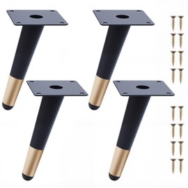 NAKUPENDA Furniture Feet, Pack of 4 Metal Legs for Furniture, Furniture Legs, Cone, Oblique Furniture Feet, Table Legs, Cabinet Feet, DIY for Cabinet, Chair, Coffee Table (15 cm Height, Black with