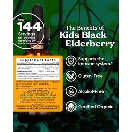 Herb Pharm Kids Certified-Organic Alcohol-Free Black Elderberry Glycerite Liquid Extract Drops, 1 Oz