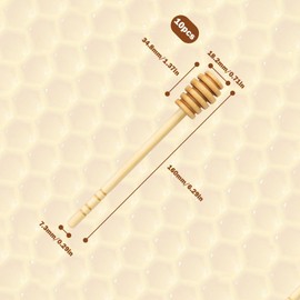 Pack of 10 Wooden Honey Spoons, Lotus Wood Honey Stirrer, Groove Design, Honey Dispenser, Suitable for Adding Honey to Prepare Cakes, Desserts, BBQ Dishes or Drinks