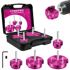 4 Pcs PVC Reamer Kit,Fitting Saver PVC Pipe Reamer Socket Saver Set for Plumbing,Includes 1-1/2 Inch 2 Inch 3 Inch 4 Inch,Plastic Pipe Reamers Tool Kit for Sch.40 CPVC ABS Fittings,Fit for 1/2" Drills
