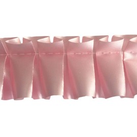 Easy Pleat Ribbon 10 Metre Length Pre Pleated for Funeral Tributes & Oasis Shapes (Baby Pink)