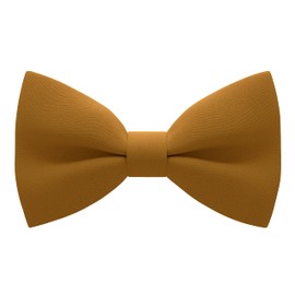 Bow Tie House Boys Pre-Tied Soft Crape Bow Tie for Wedding Formal Events Solid Tuxedo (Medium, Butterscotch)